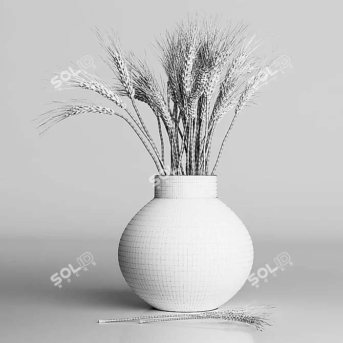 Elegance in a Vase: Wheat Bouquets 3D model image 4
