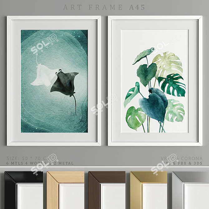 Modern Art Frame: A45 - 6 Material Options 3D model image 1