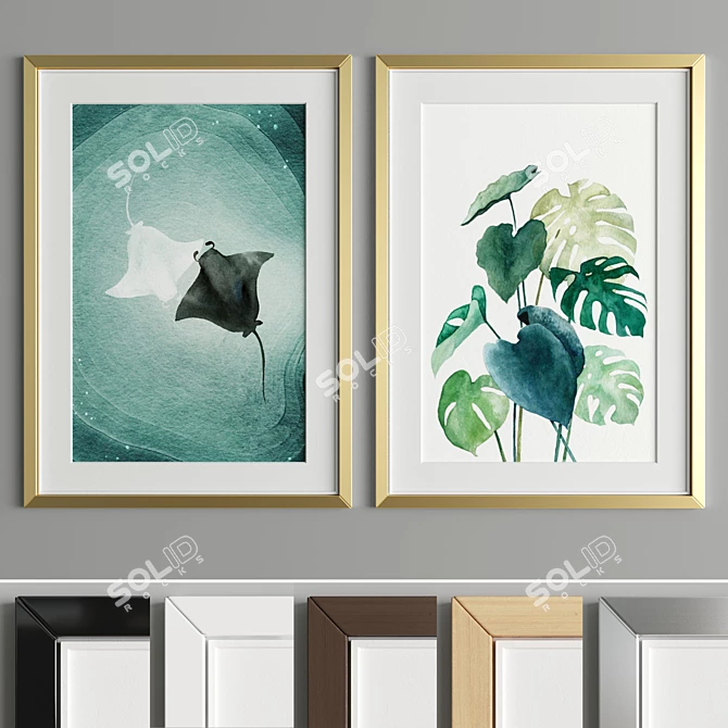 Modern Art Frame: A45 - 6 Material Options 3D model image 2