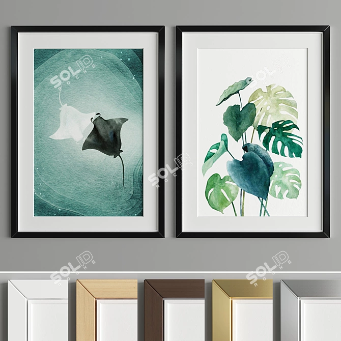 Modern Art Frame: A45 - 6 Material Options 3D model image 3