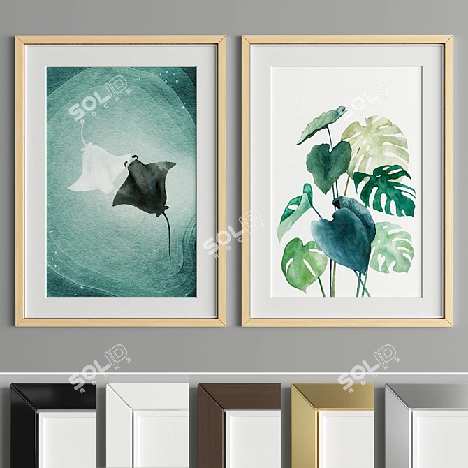 Modern Art Frame: A45 - 6 Material Options 3D model image 4