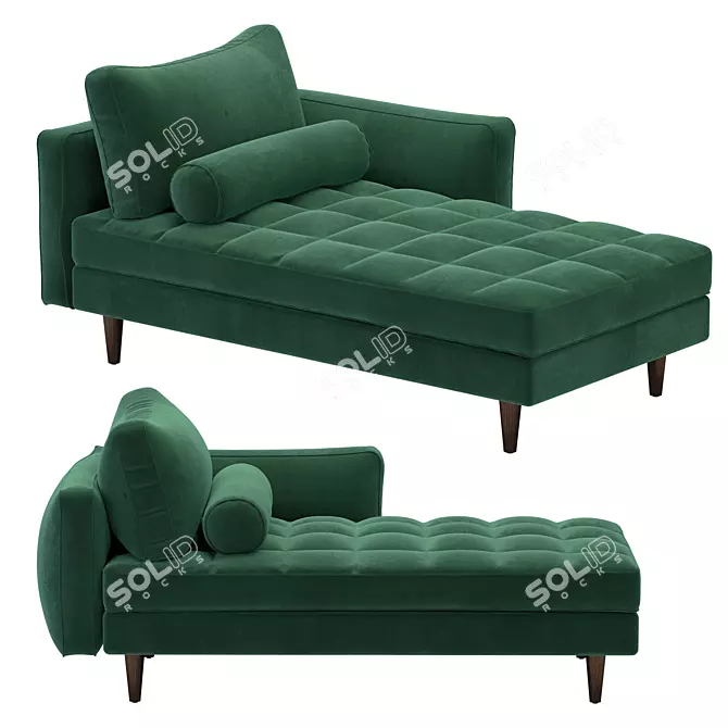 Luxurious Cotton Velvet Chaise: Scott 3D model image 1