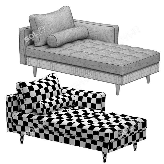 Luxurious Cotton Velvet Chaise: Scott 3D model image 3