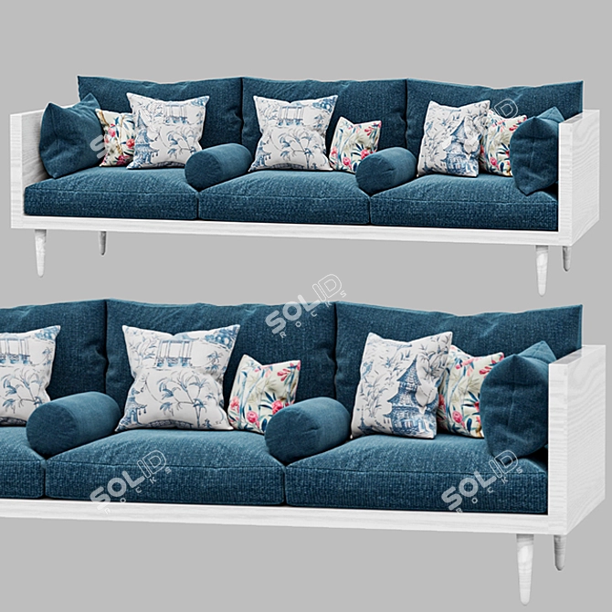 Modern Exposed Wood Sofa: 3-Seat Traditional Comfort 3D model image 3