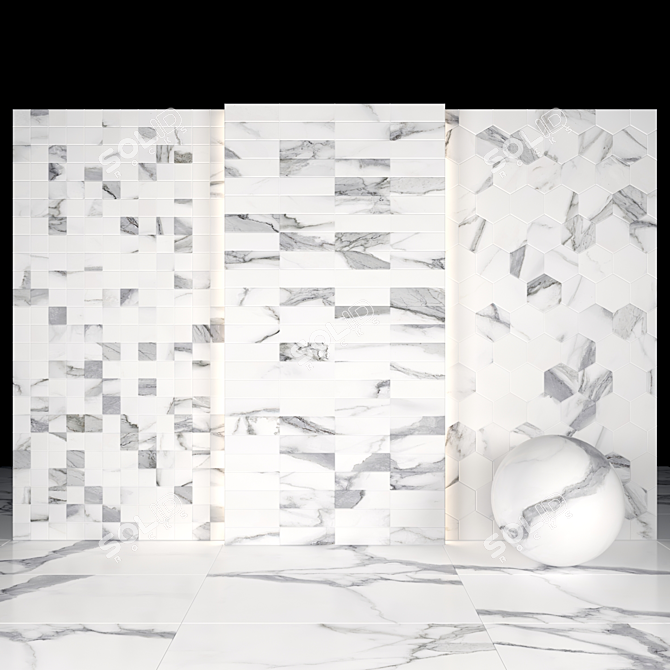 Sophisticated White Calacatta Marble 3D model image 3