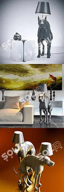 Playful Pooch Lamp 3D model image 3