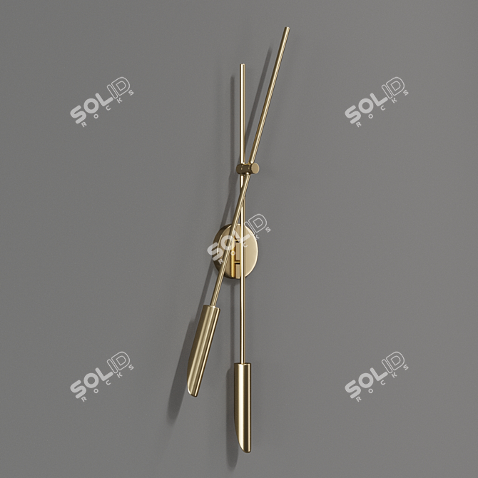 Stylish CB2 Cloven Brass Sconce 3D model image 2