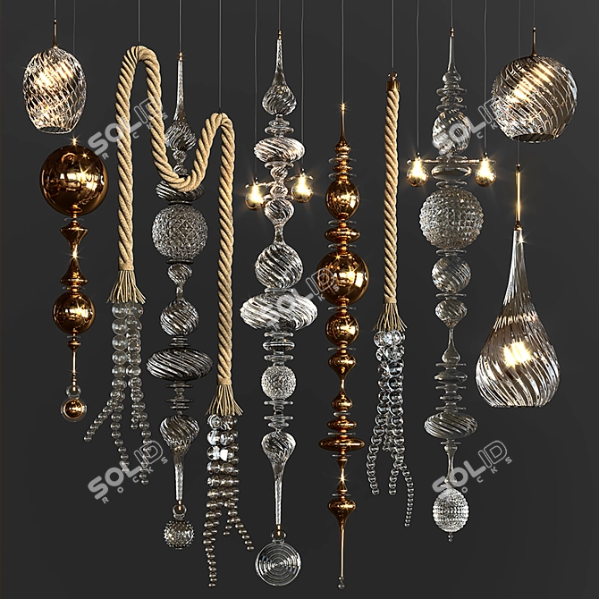 Artful Glow Pendant Lights 3D model image 2