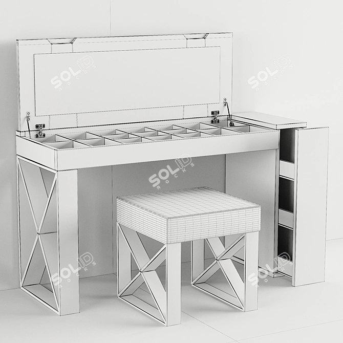 Elegant Dressing Table Set 3D model image 5