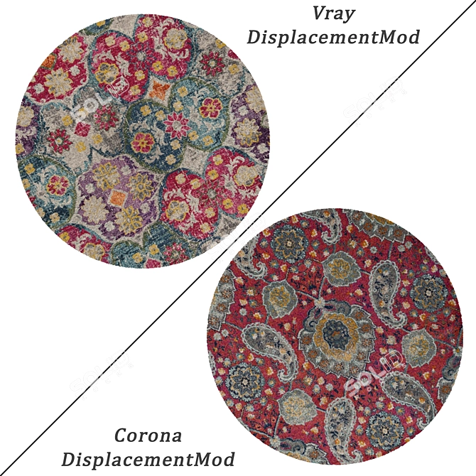 Round Carpets Set - Versatile and Detailed 3D Rug Collection 3D model image 2