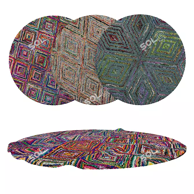 Round Carpets Set - Versatile and Stylish 3D model image 1