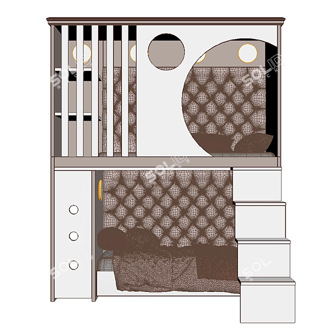 Custom-Made Bunk Bed, Stylish & Space-Saving 3D model image 3