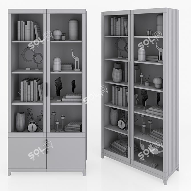 Metropolitan 2 Glass & 2 Solid Door Cabinet 3D model image 3