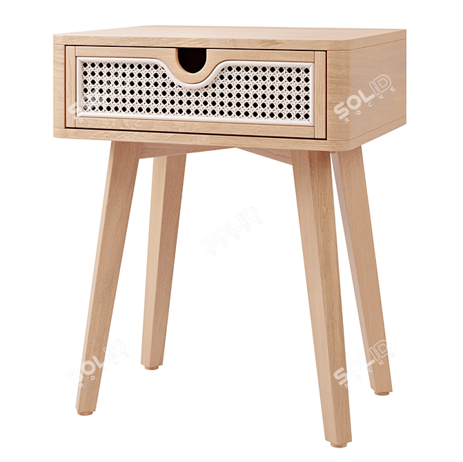 Marte Rattan Nightstand: Chic and Minimalist 3D model image 1