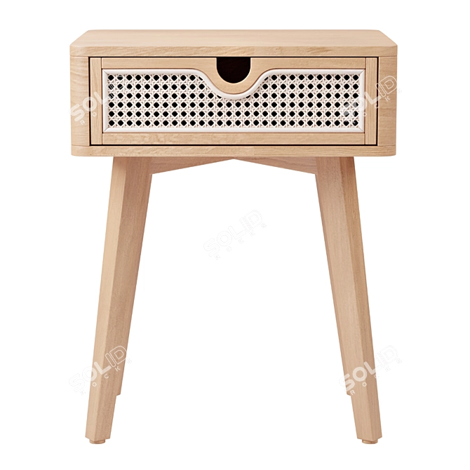 Marte Rattan Nightstand: Chic and Minimalist 3D model image 2