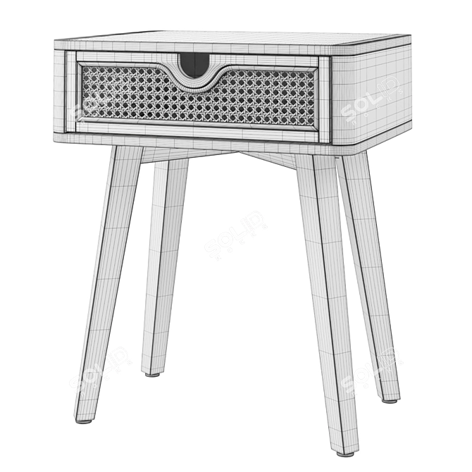 Marte Rattan Nightstand: Chic and Minimalist 3D model image 5