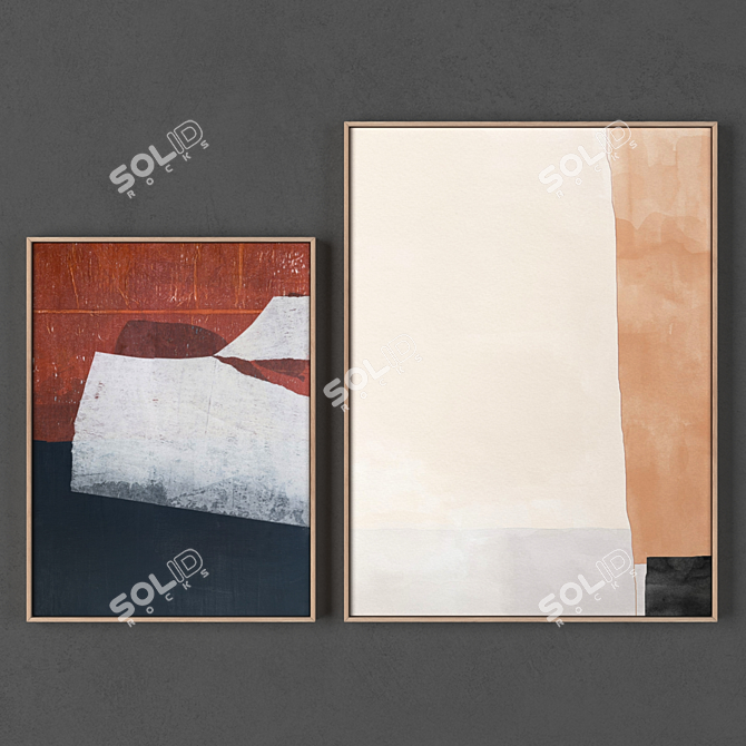 2-Piece Framed Painting Set 3D model image 1