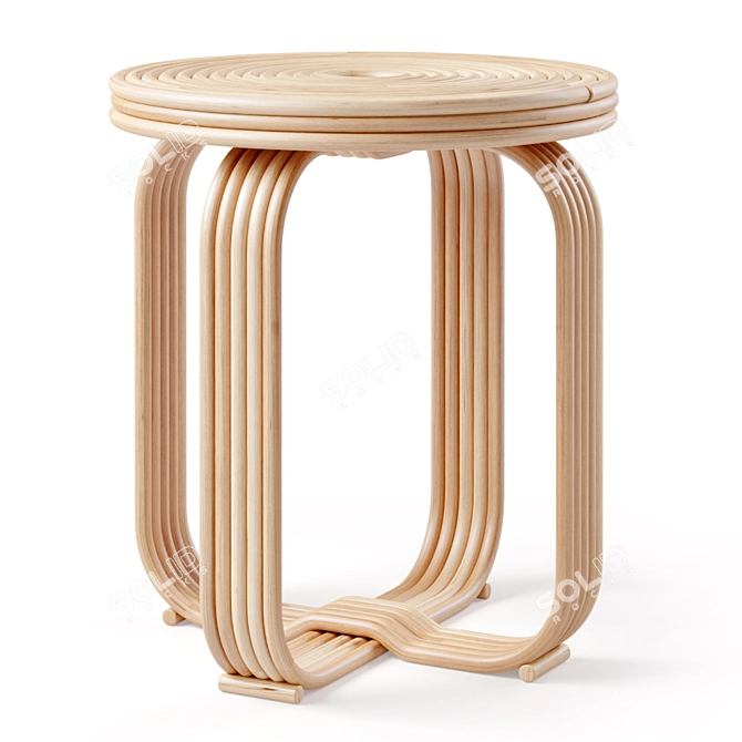 Rattan Twist Stool 3D model image 2