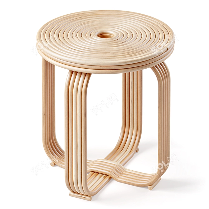 Rattan Twist Stool 3D model image 3