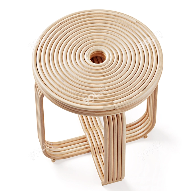 Rattan Twist Stool 3D model image 4