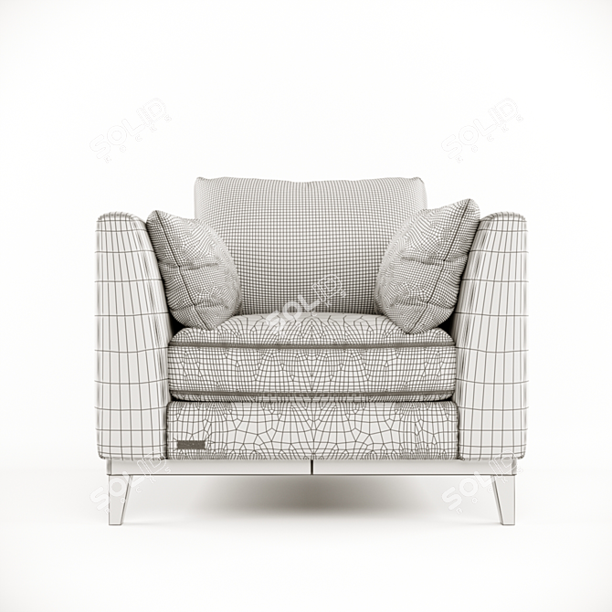 Elegant Wood and Fabric Armchair 3D model image 3