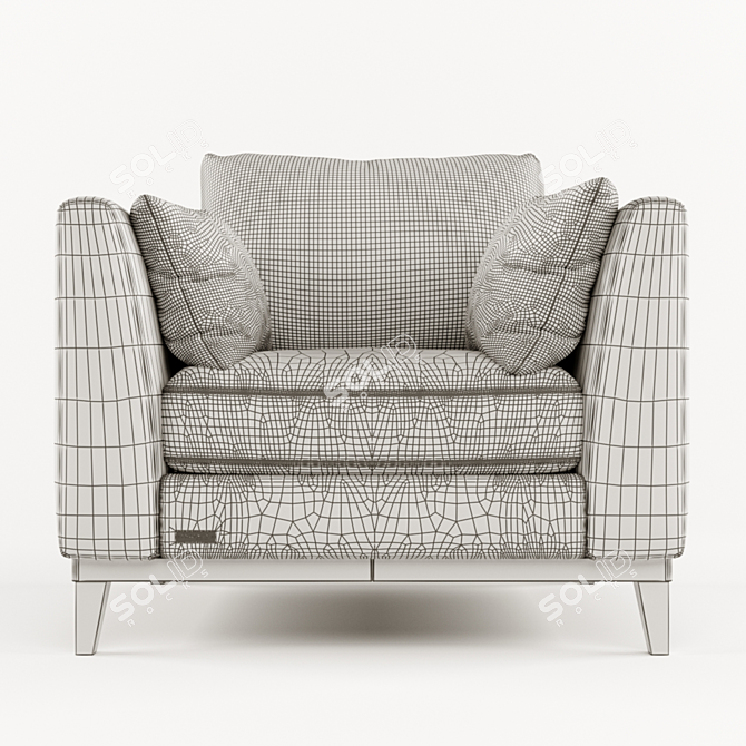 Elegant Wood and Fabric Armchair 3D model image 8