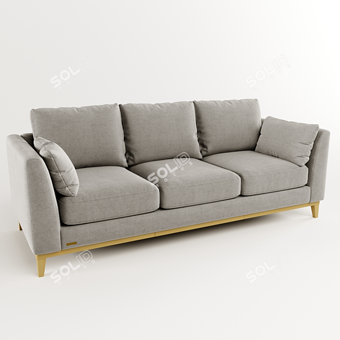 Elegant Wood & Cloth Sofa 3D model image 2