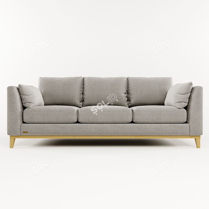 Elegant Wood & Cloth Sofa 3D model image 3
