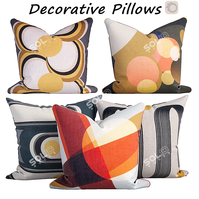 Elegant Pillow Set - 589 3D model image 1