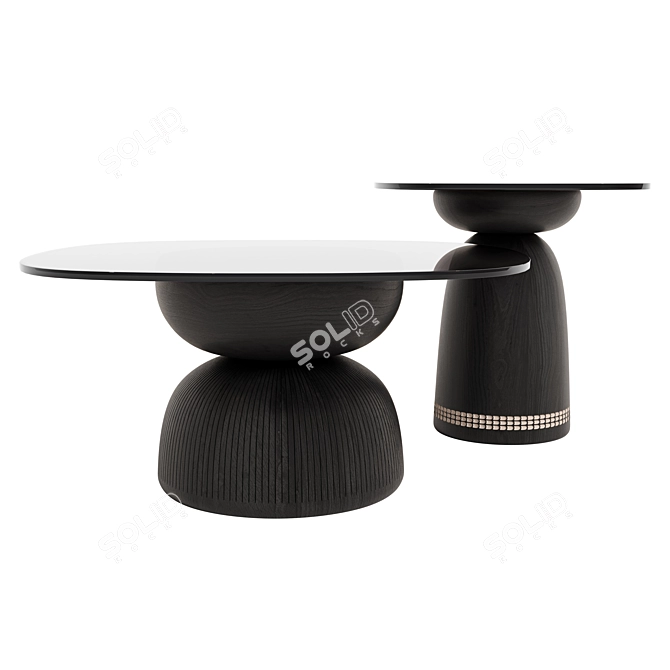 Handcrafted Nera Glass-Top Table 3D model image 1