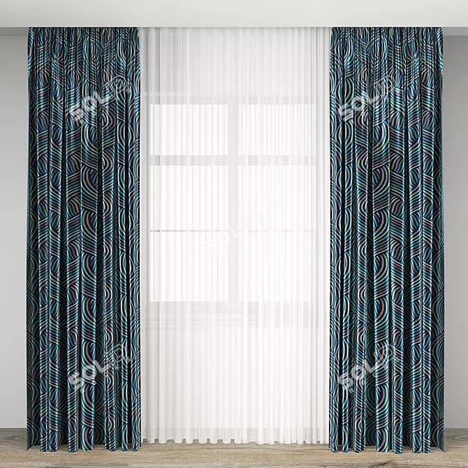 Silk Sheer Curtains: Elegant and Smooth 3D model image 1