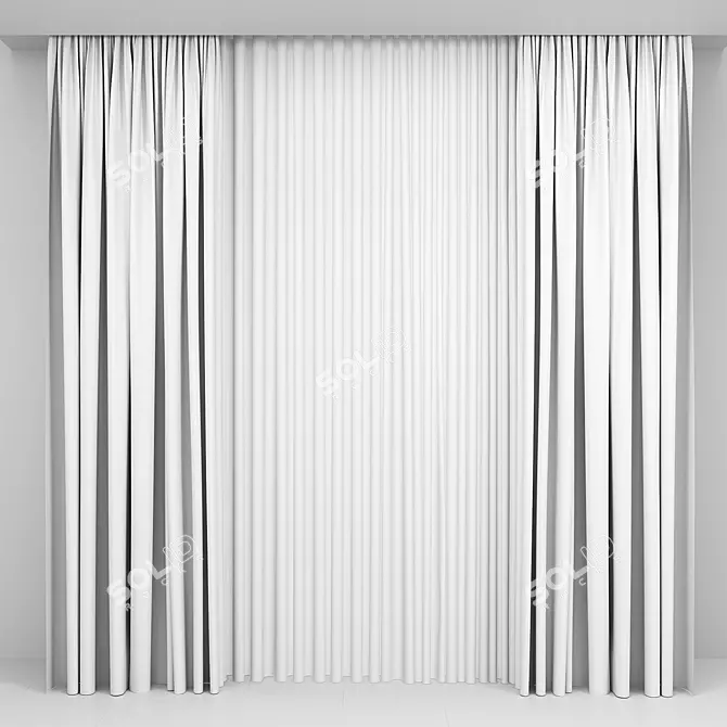 Silk Sheer Curtains: Elegant and Smooth 3D model image 3