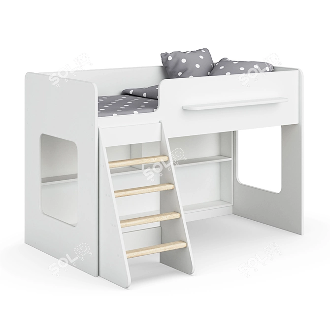Title: Modular Bunk Bed Set in White 3D model image 1