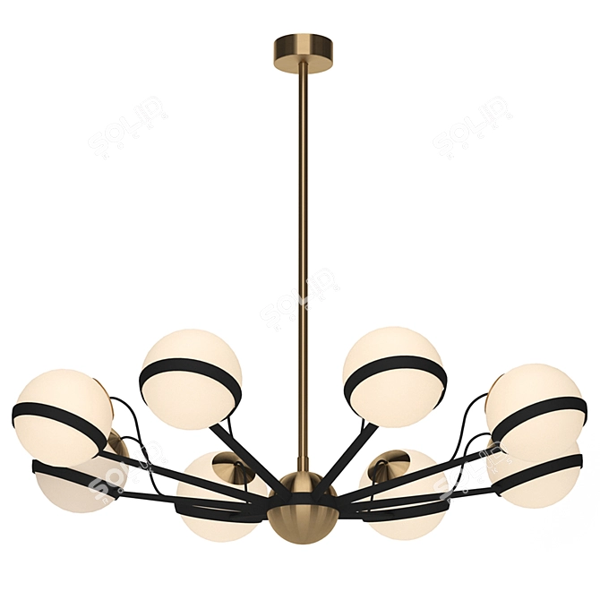 Elegant Brass-Finished Chandelier 3D model image 1