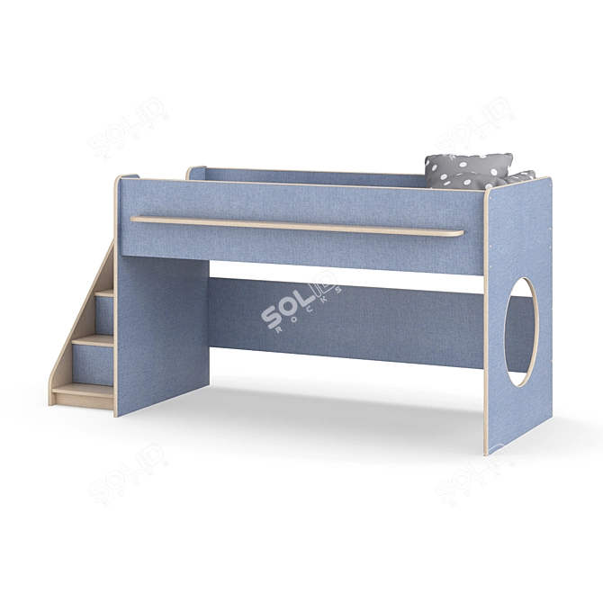 Modular Loft Bed with Corner Ladder 3D model image 2