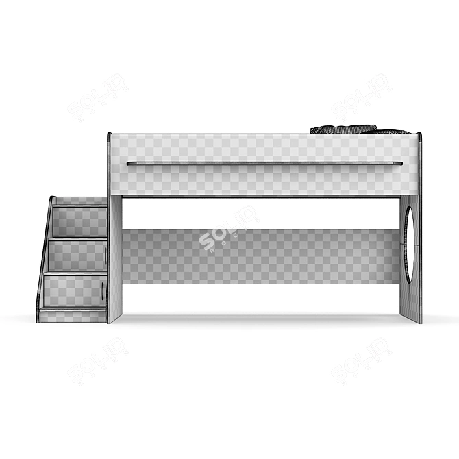 Modular Loft Bed with Corner Ladder 3D model image 4