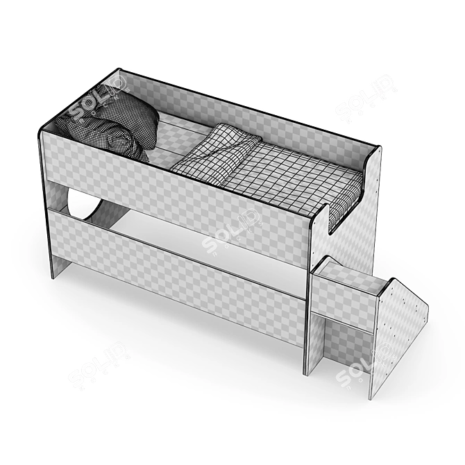 Modular Loft Bed with Corner Ladder 3D model image 5