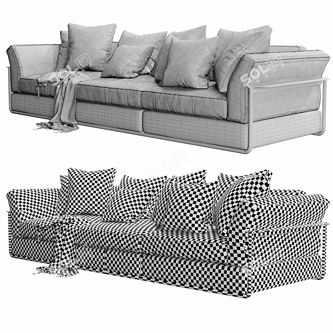 Modern Flexform Zeno Sofa - Stylish and Versatile 3D model image 4