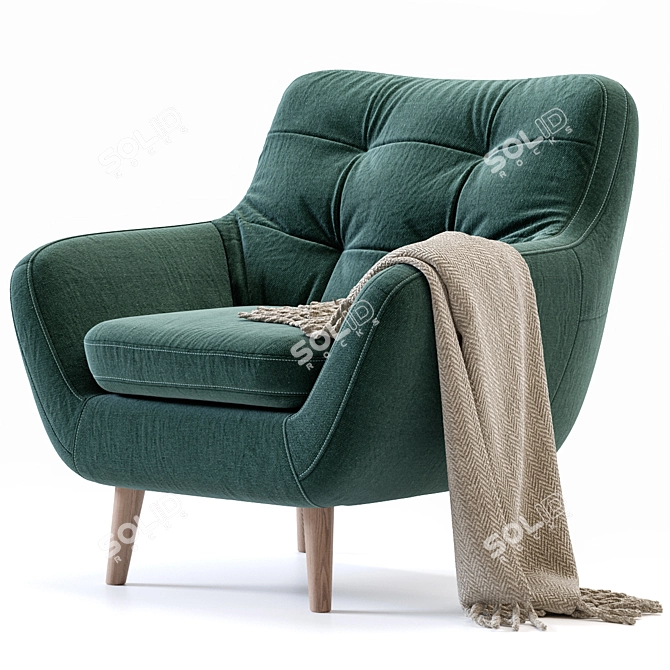 Ocean Velvet Armchair: Stylish Comfort for Your Home 3D model image 1