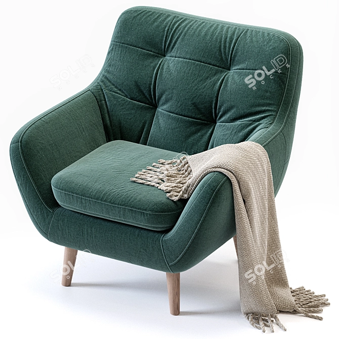 Ocean Velvet Armchair: Stylish Comfort for Your Home 3D model image 4