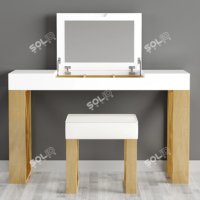 Franco Furniture Dressing Table Ottoman Set 3D model image 3