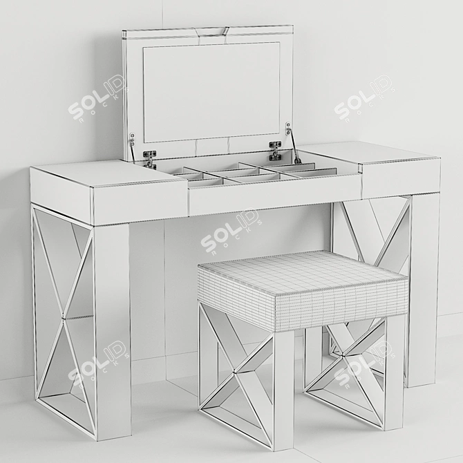 Franco Furniture Dressing Table Ottoman Set 3D model image 4