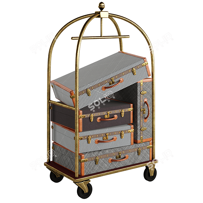 Portable Hotel Luggage Cart 3D model image 1