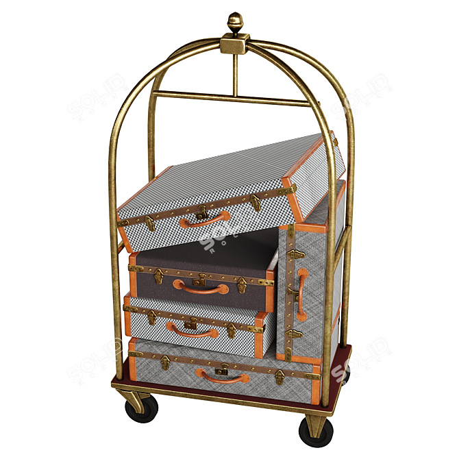 Portable Hotel Luggage Cart 3D model image 3