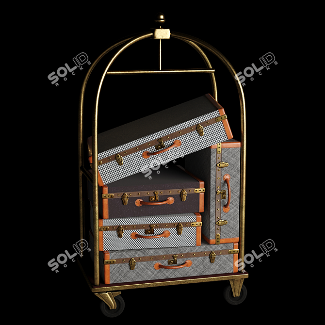 Portable Hotel Luggage Cart 3D model image 4