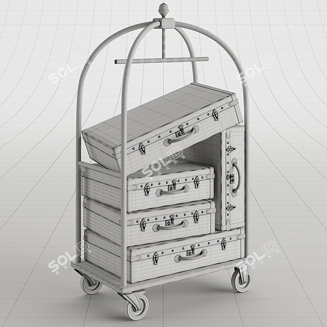 Portable Hotel Luggage Cart 3D model image 5