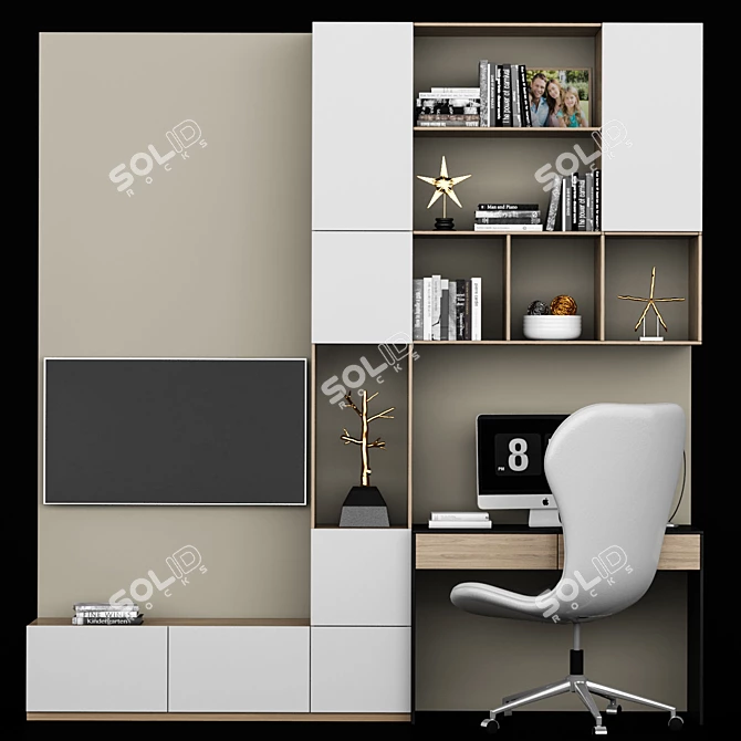 Spacious & Sleek Workstation 3D model image 1