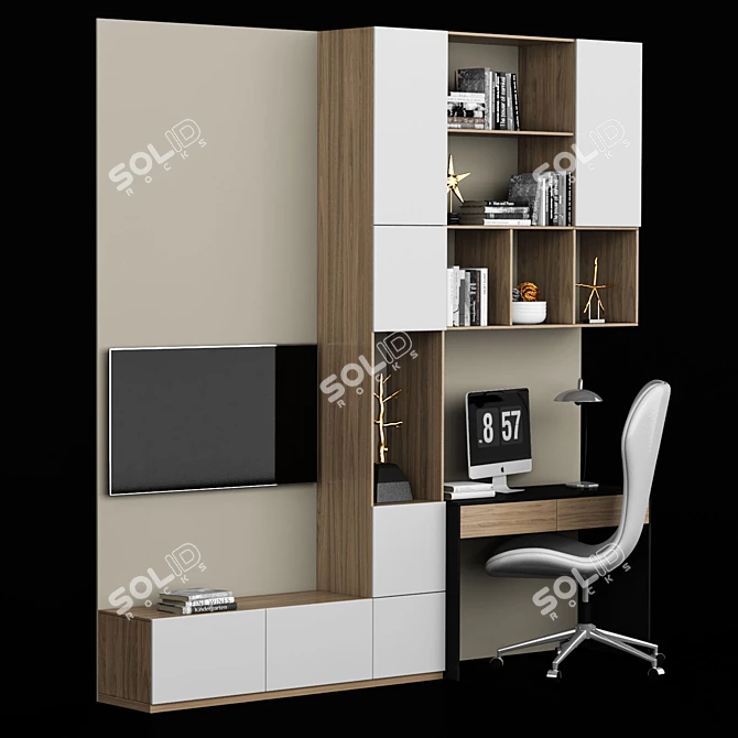 Spacious & Sleek Workstation 3D model image 2