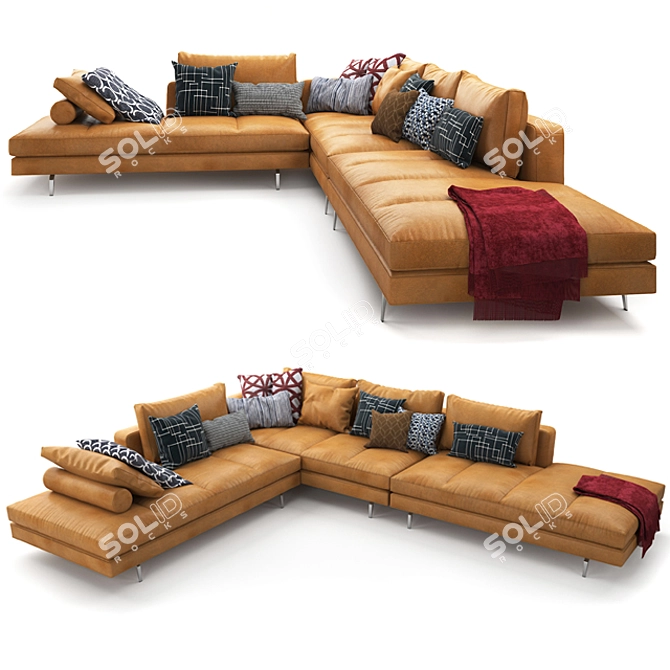 Zanotta Bruce: Luxurious Leather Sofa 3D model image 1