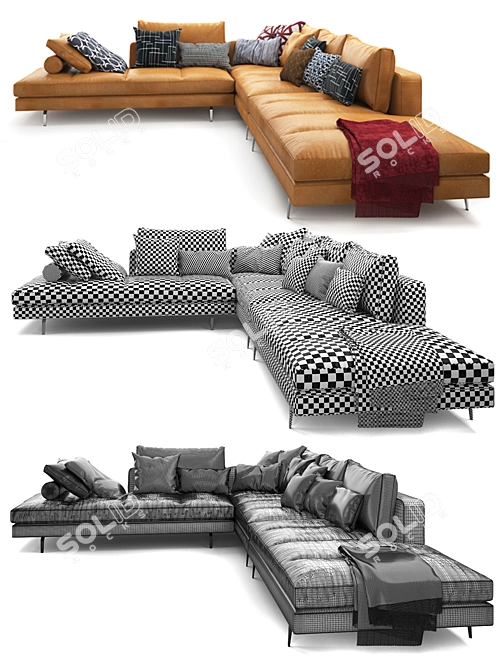 Zanotta Bruce: Luxurious Leather Sofa 3D model image 4